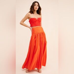 Anthropologie/hutch Vibrant Orange full skirt